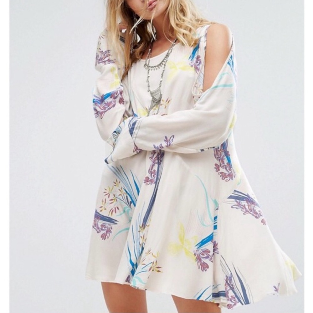 Free People | Clear Skies Floral Cold Shoulder Tunic Asymmetrical Dress Size S